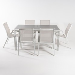 Conjunto de jardin mesa extensible 160-210 y 6 sillones Super Laver 2
