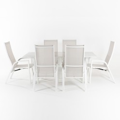 Mesas e poltronas de jardim de 190 cm e 6 poltronas reclináveis hidráulicas Laver 2