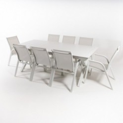 Conjunto mesa y sillones de jardín extensible 216-300 x100 y 6 sillones Super Laver