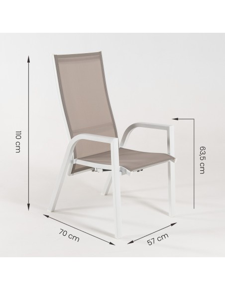 Conjunto mesa extensible 80/160 y 4 sillones jardin reclinables Laver