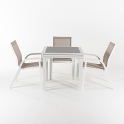 Conjunto muebles jardin. Mesa extensible 80/160 y 4 sillones reforzados Laver 2