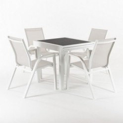 Conjunto mesas y sillas jardín 80x60-160 y 4 sillones Super Laver