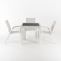 Conjunto mesas y sillas jardin 80x60-160 y 4 sillones Super Laver 2