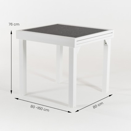 Conjunto de mesas e cadeiras de jardim 80x60-160 e 4 poltronas Super Laver