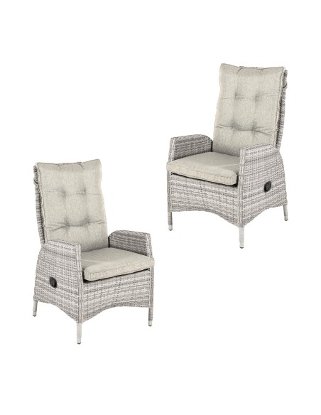 Sillon reclinable para jardin Gris Perla  - Pack 2 unidades