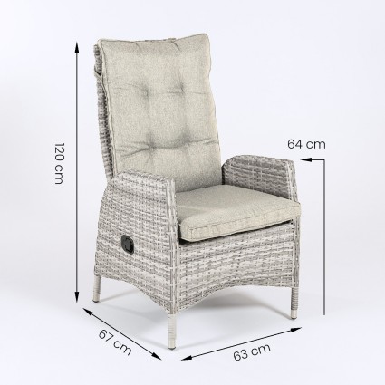 Poltrona Reclinavel de Jardim Cinza Perola - Pacote 6 unidades