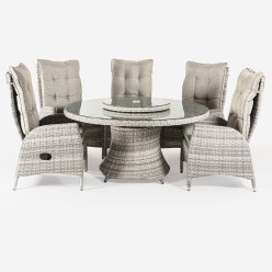 Conjunto para jardin con mesa redonda 150cm y 6 sillones reclinables 2