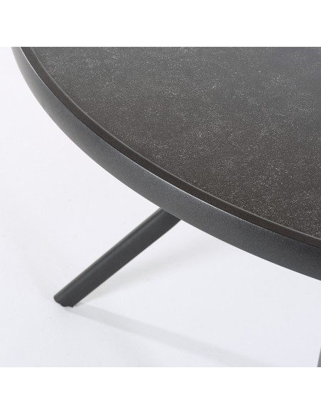 Table ronde en aluminium anthracite et verre Boden pour votre balcon