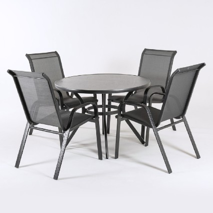 Conjunto de varanda em aluminio, mesa e 4 poltronas malmo antracite