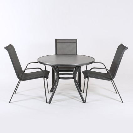 Conjunto de varanda em aluminio, mesa e 4 poltronas malmo antracite