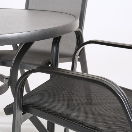 Conjunto de varanda em aluminio, mesa e 4 poltronas malmo antracite