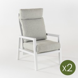Poltrona de jardim reclinável Como off-white - pacote de 2 unidades