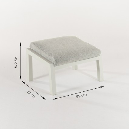 Repose-pieds de terrasse en aluminium blanc cassé Como - pack de 2 unités