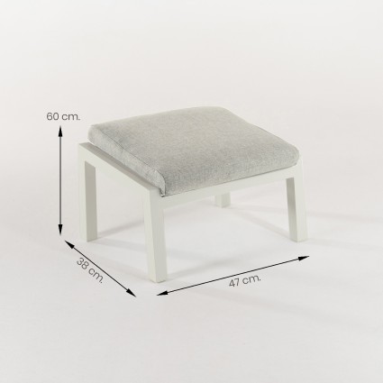 Repose-pieds de jardin Como moyen aluminium blanc cassé