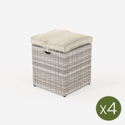 Pouf de jardin en rotin synthetique - Pack 4 unites