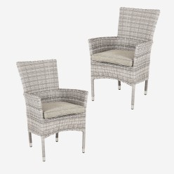 Poltrona de exterior empilhavel cinza perola de alta qualidade - Pacote de 2 unidades 2