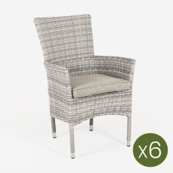 Poltrona de exterior empilhavel cinza perola de alta qualidade - Pacote 6 unidades