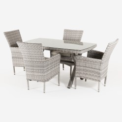 Conjunto jardin de primera calidad con mesa y 4 sillones apilables