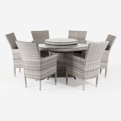 Conjunto de jardin con mesa redonda 150 y 6 sillones