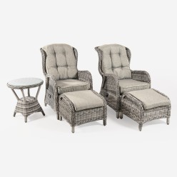 Salon de jardin avec table avec 2 fauteuils inclinables et 2 repose-pieds 2