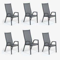 Poltronas de jardim antracite com encosto alto, pacote de 6 2
