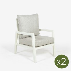 Poltrona LUGANO em aluminio branco - embalagem de 2 unidades