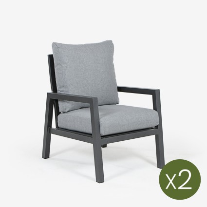 Poltrona LUGANO em aluminio antracite - embalagem de 2 unidades