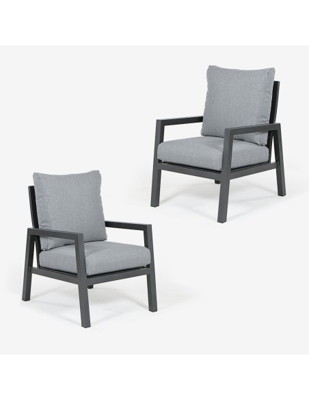 Poltrona LUGANO em aluminio antracite - embalagem de 2 unidades