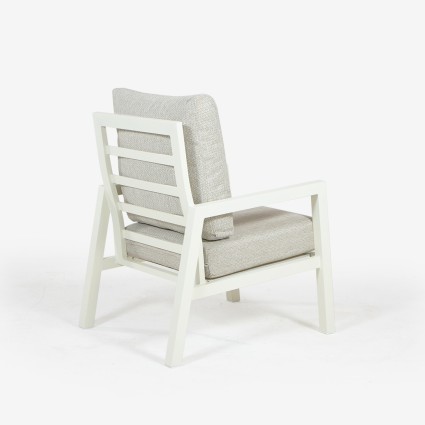 Conjunto de mesa de jardim IRREGULAR e poltronas de aluminio branco LUGANO