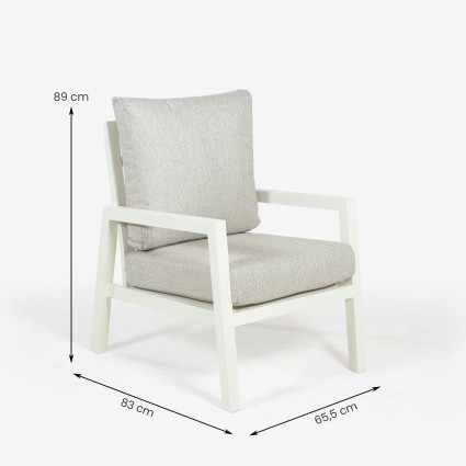 Conjunto de mesa de jardim IRREGULAR e poltronas de aluminio branco LUGANO