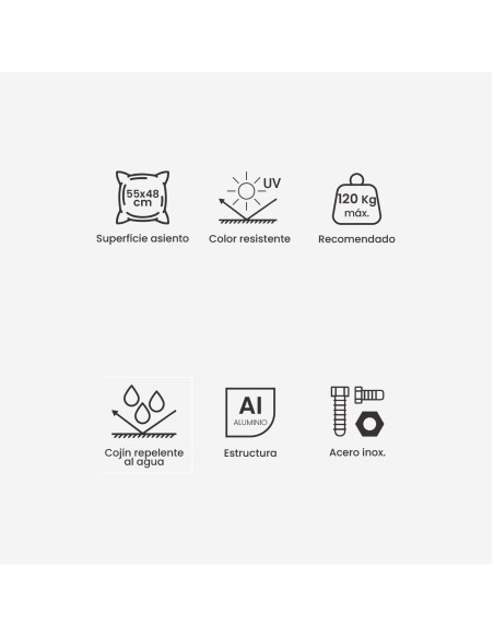 Conjunto de mesa de jardim IRREGULAR e poltronas de aluminio branco LUGANO