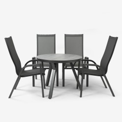 Conjunto mesa redonda 90 cm y sillones respaldo alto Antracita 2