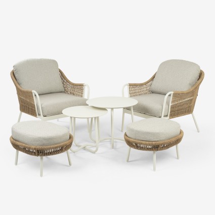 Banquinho de jardim de aluminio branco quebrado Olivia