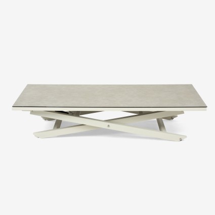 Table de jardin relevable 140x80 / 29 à 64 aluminium blanc