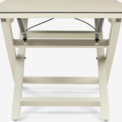 Mesa elevavel de jardim 140x80  y   29 a 64 aluminio branco