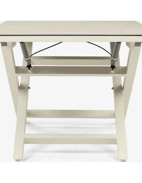 Mesa de jardin elevable 140x80 / 29 a 64 aluminio blanco