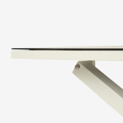 Mesa de jardin elevable 140x80 / 29 a 64 aluminio blanco