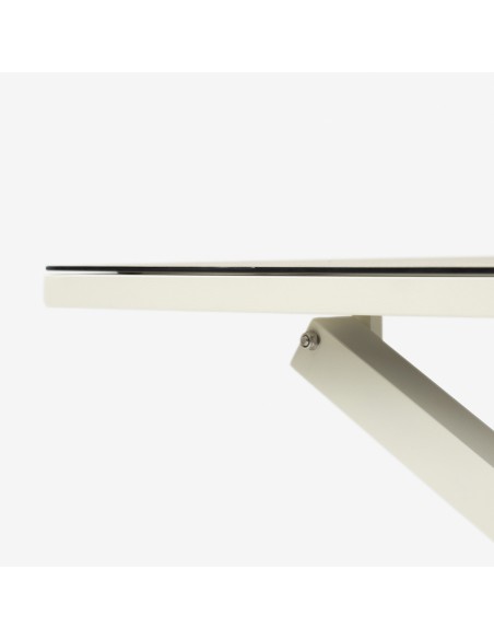 Mesa de jardin elevable 140x80 / 29 a 64 aluminio blanco