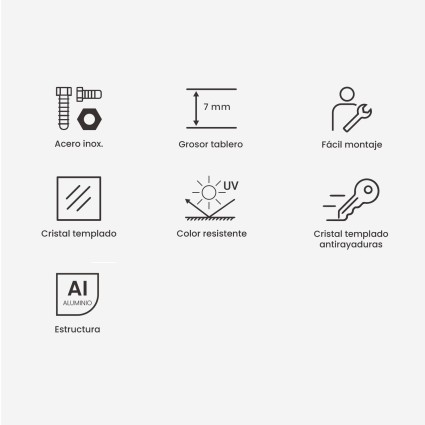 Mesa elevavel de jardim 140x80  y   29 a 64 aluminio branco