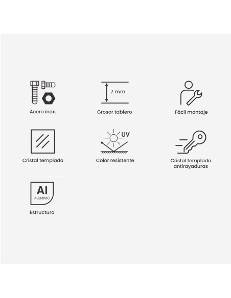 Mesa de jardin elevable 140x80 / 29 a 64 aluminio blanco