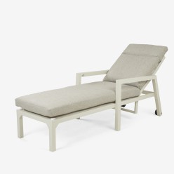 COMO Tumbona de jardin reclinable hidraulica de aluminio blanco 2
