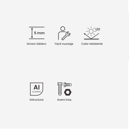 Conjunto de mesa externa Olivia 50 y  60 aluminio branco