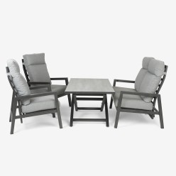 Conjunto de exterior con mesa elevadora de jardin de 140x80, sillones y sofa reclinable COMO de dos plazas en aluminio antracita 2