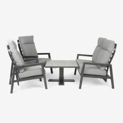 Conjunto mesa elevable de jardin 80x80. Sillones COMO en aluminio antracita y sofa reclinable. 2