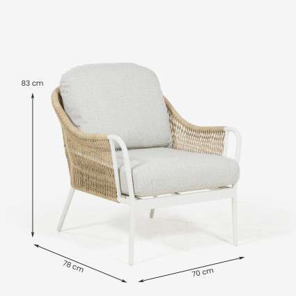 Poltronas de jardim Olivia em aluminio branco - Pacote de 2 unidades