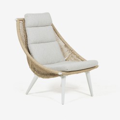 Fauteuil de jardin fibre synthetique casse aluminium blanc