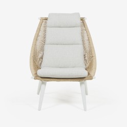 Fauteuil de jardin fibre synthetique casse aluminium blanc 2