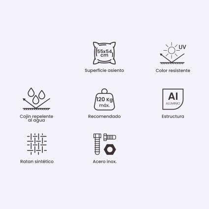 Poltrona de jardim em fibra sintetica aluminio branco - embalagem de 2 unidades