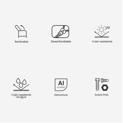 Sofa reclinavel COMO 2 lugares para exterior antracite