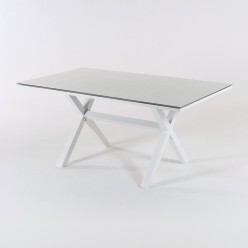 Mesa de jardín con tablero de cristal 140 cm X-LEG